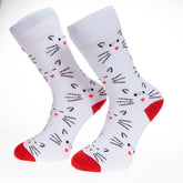 White Printed-European Made - Egyptian Cotton Socks - Premium Cotton Fun socks with Soft Elastic